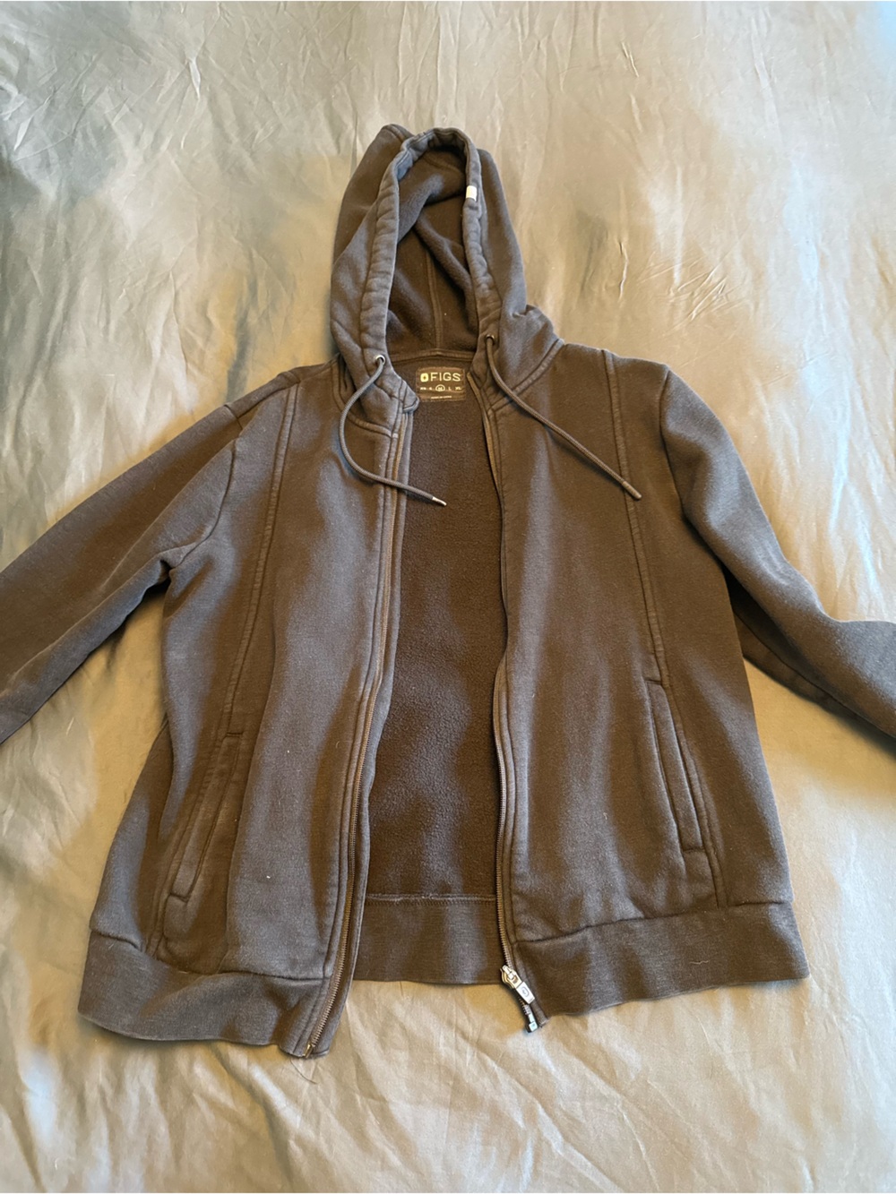 Figs black zip up hoodie medium